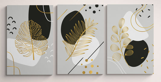 Set 3 Tablouri canvas - Abstract Gold