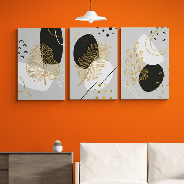 Set 3 Tablouri canvas - Abstract Gold