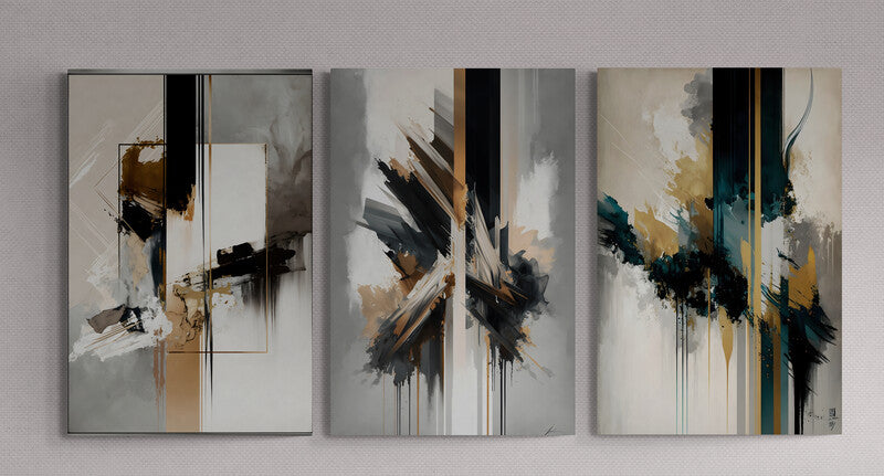 Set 3 Tablouri canvas - Abstract gri