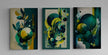 Set 3 Tablouri canvas - Abstract verde-galben