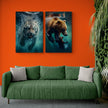 Set 3 Tablouri canvas - Tigrul si ursul in apa