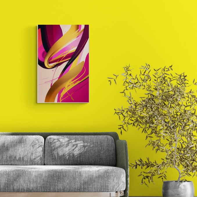 Tablou canvas - Valuri gold si roz abstract