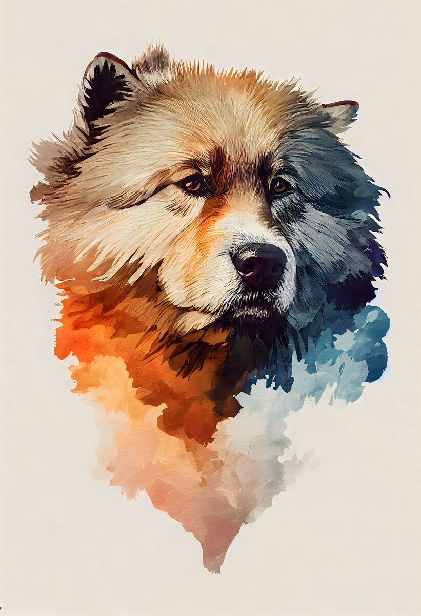 Tablou canvas - Watercolor akita