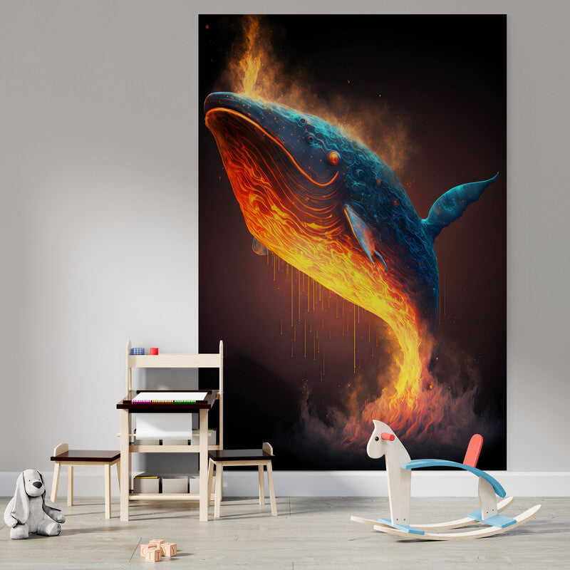 Tapet textil pentru camera copilului "Whale jumping out" -  1,5 X 2,2 m