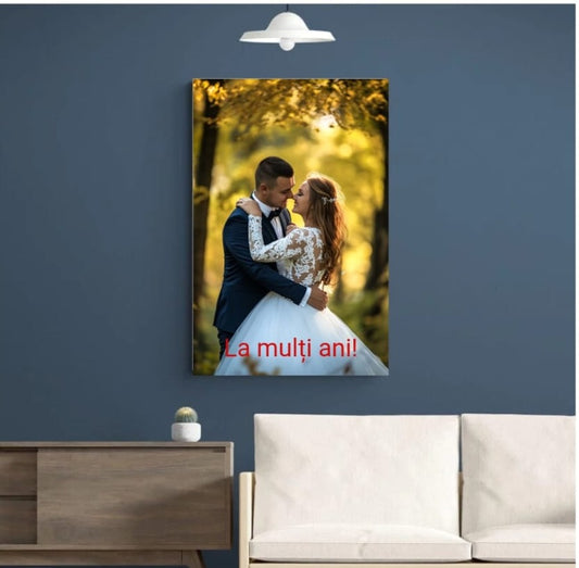 Tablou personalizat cu poza si text suprapus