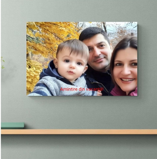 Tablou personalizat cu poza ta si text suprapus (optional), tip peisaj