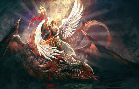 Sfantul Arhanghel Mihail ucigand dragonul