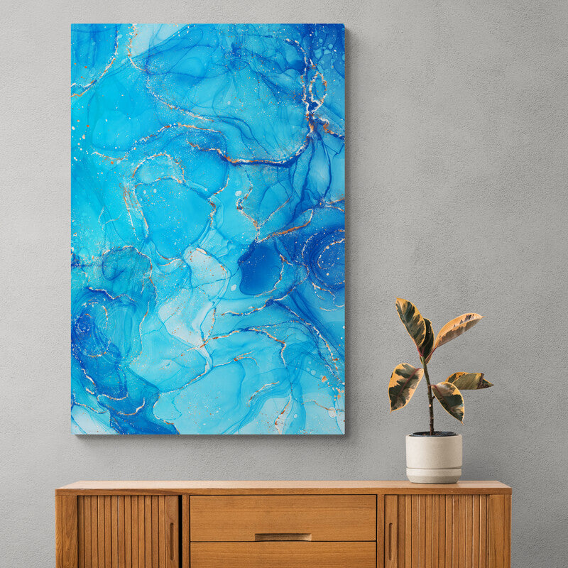 Tablou canvas - Abstract de albastru cu insertii argintii