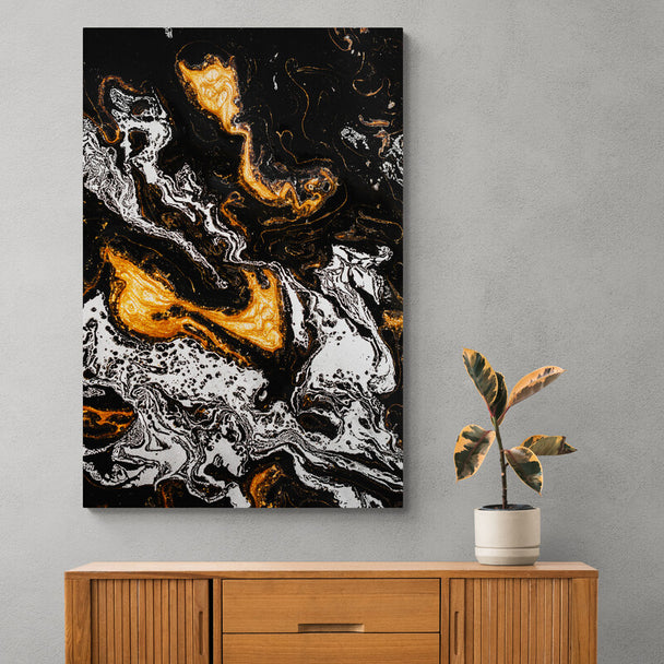 Tablou canvas - Abstract negru-oranj-alb