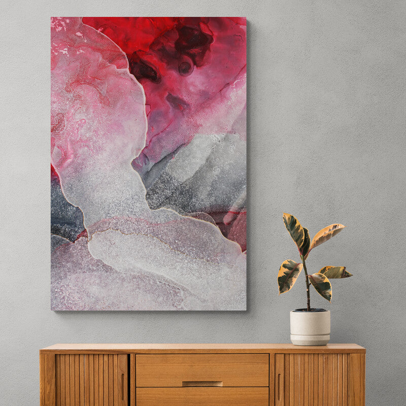 Tablou canvas - Abstract pelicule cerneala nuante rosu, gri