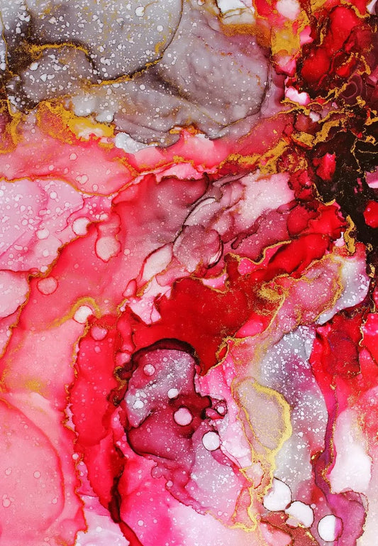 Tablou Canvas - Abstract Cerneala Rosu si Negru