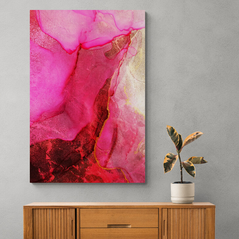 Tablou canvas - Abstract pelicule cerneala nuante rosu, roz