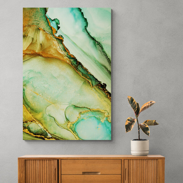 Tablou canvas - Abstract pelicule cerneala nuante verde