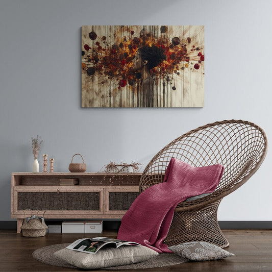 Tablou canvas – Abstract de explozie culori, cu chip feminin