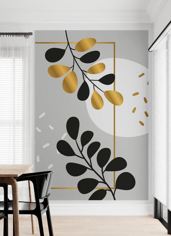 Tapet textil  1,5 X 2 m "Black leaves"