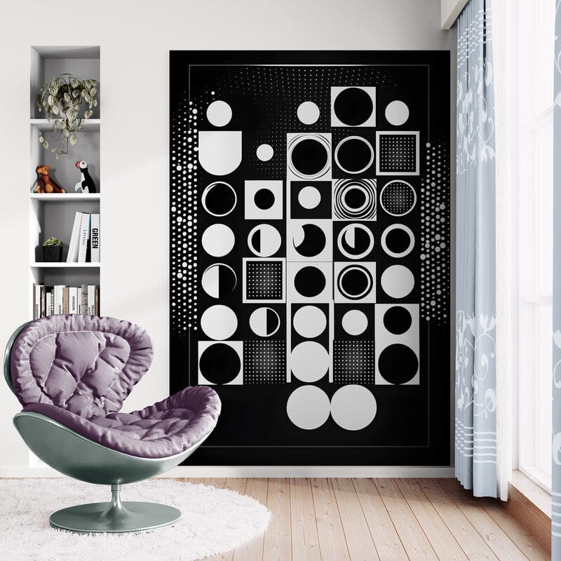 Tapet textil  1,5 X 2,2 m "Abstract black and white" 
