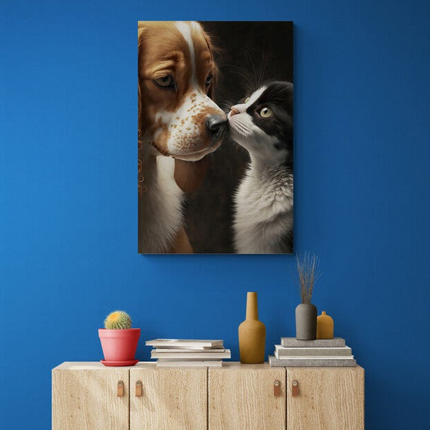 Tablou canvas - Catel si pisica