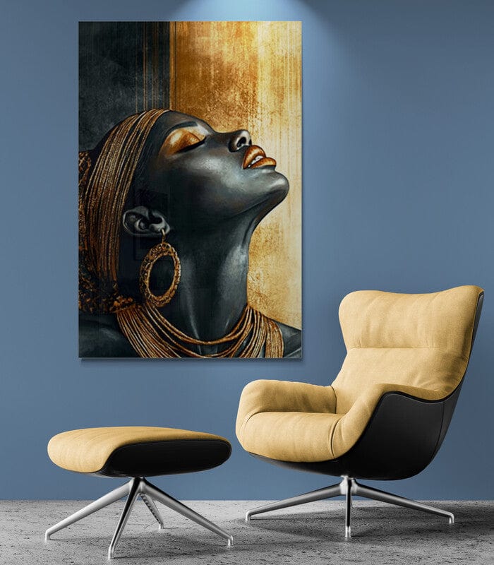 Tablou Canvas - Femeie Africana cu Parul si Cercei de Aur