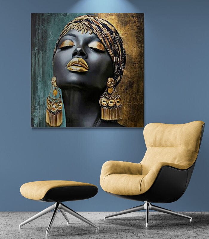 Tablou Canvas - Femeie Africana cu Cercei Aurii