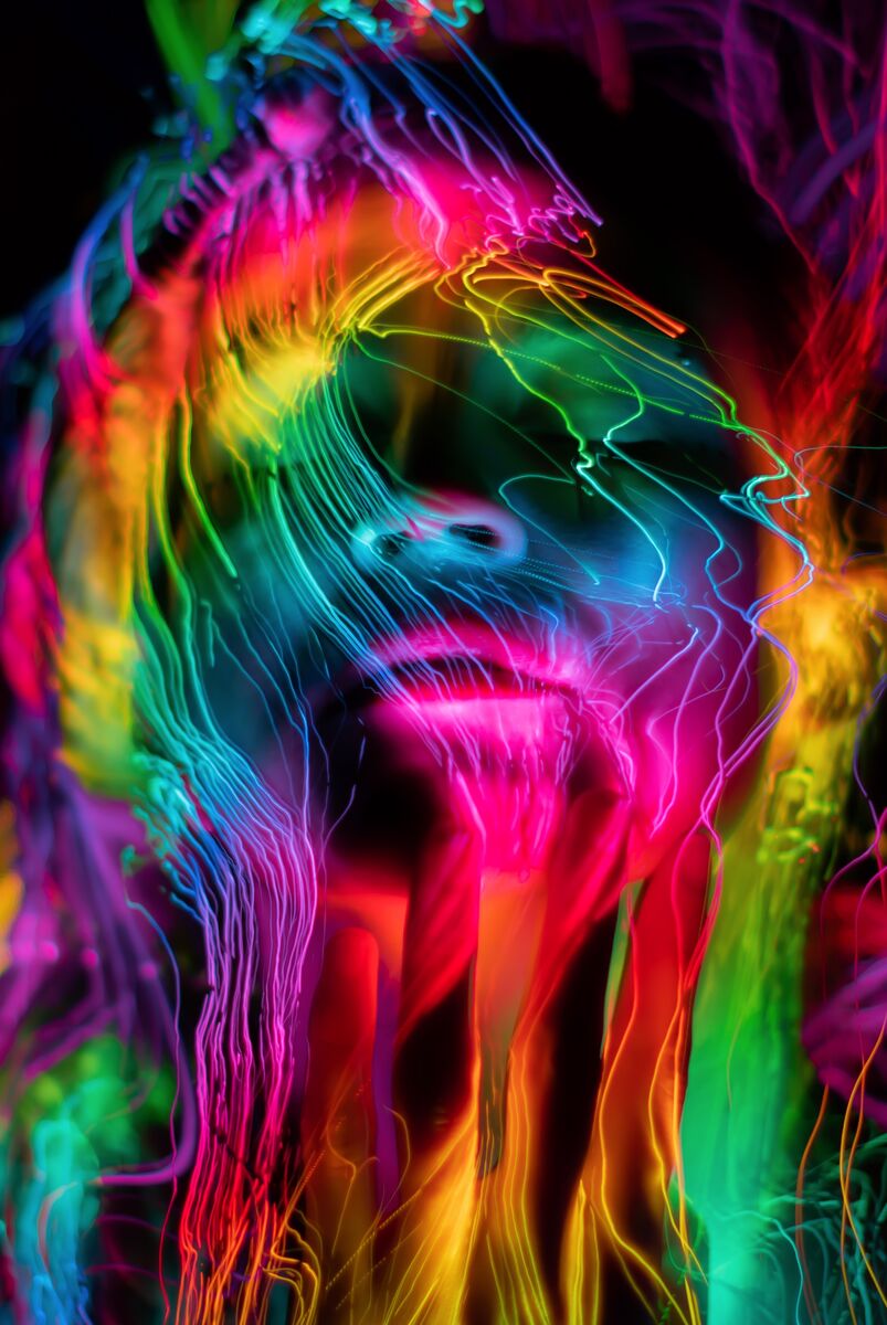 Tablou canvas fluorescent - Chip feminin multicolor