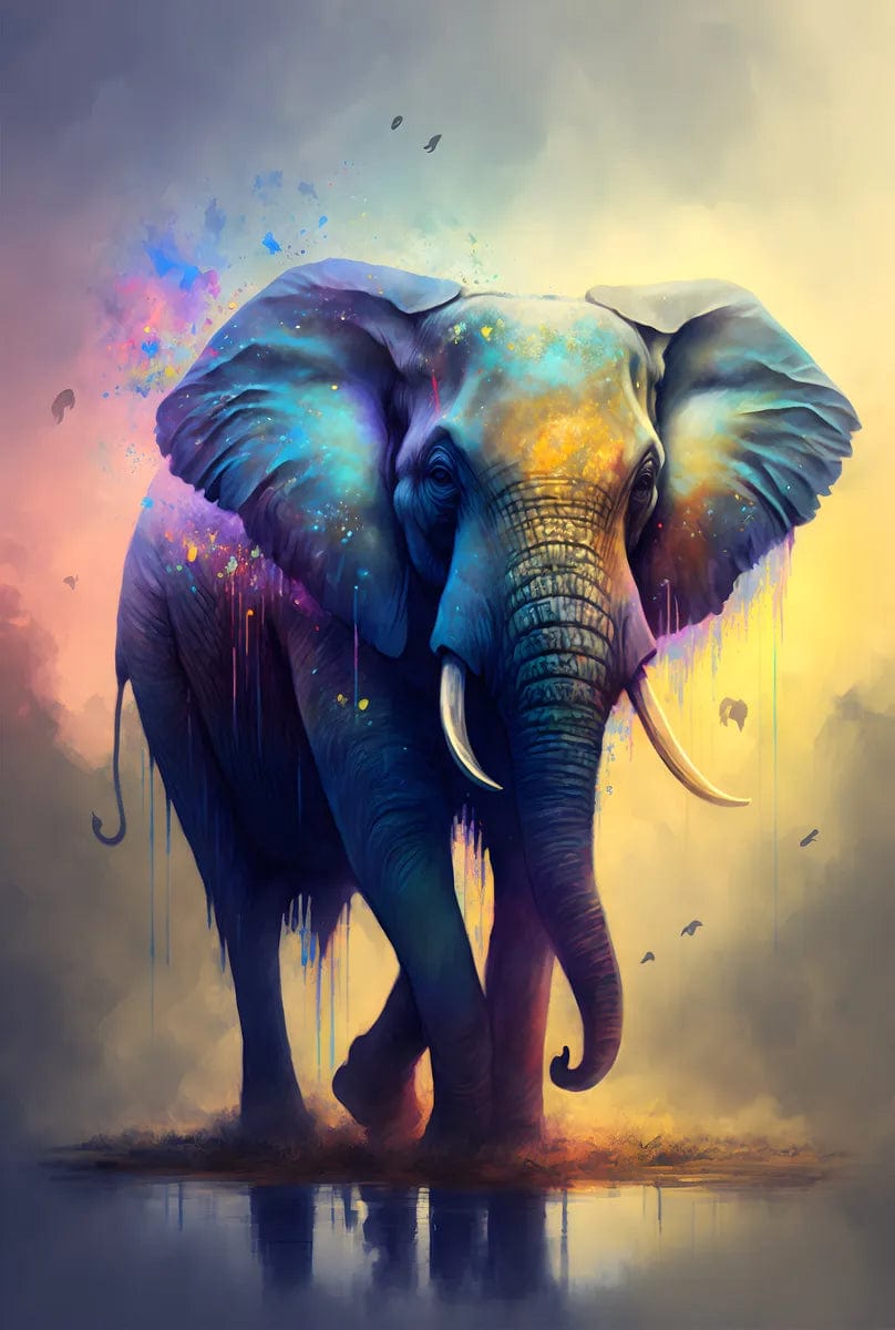 Tapet textil pentru camera copilului "Elefant in culori" -  1,5 X 2,2 m