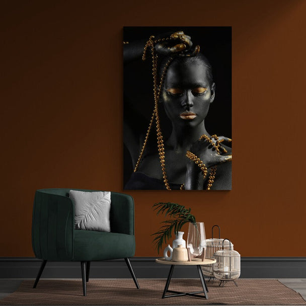Tablou canvas - Femeia africana cu bijuterii gold