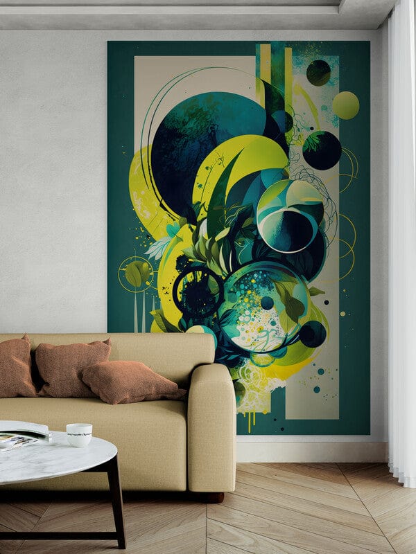 Tapet textil  1,5 X 2 m "Abstract mixt de albastru si galben"