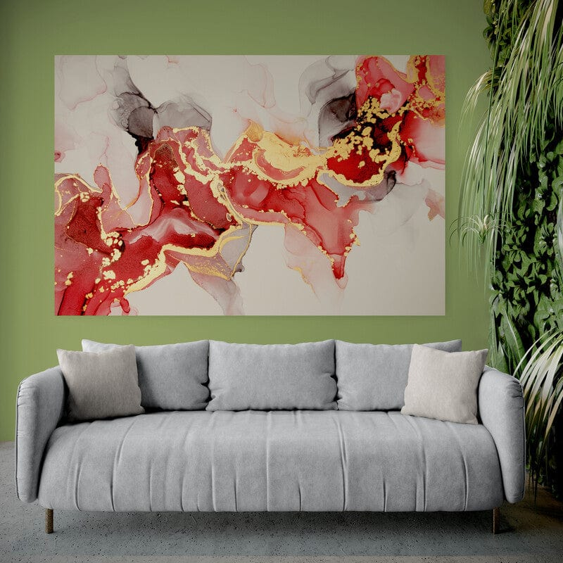 Tapet textil  1,5 X 2 m "Rosu-auriu abstract"