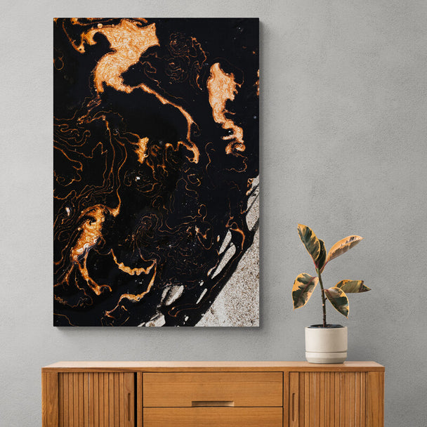 Tablou canvas - Negru-oranj abstract