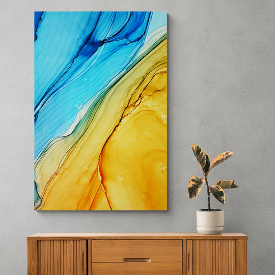 Tablou canvas - Pelicular abstract nunate galben-oranj-albastru