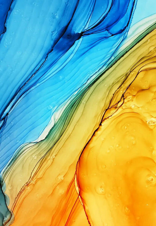 Tablou Canvas Pelicular Abstract Nuanţe Galben-Portocaliu-Albastru