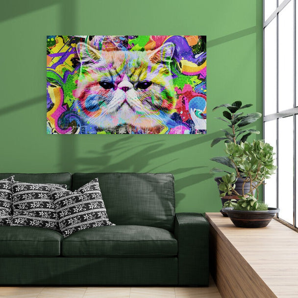 Tablou pe sticla fluorescent - Pisica abstract