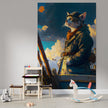 Tapet textil pentru camera copilului "Cat fisherman" -  1,5 X 2,2 m