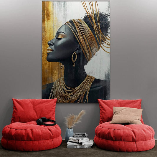 Tablou Canvas - Africana cu Aur