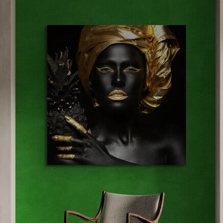 Tablou canvas - Femeia africana cu turban auriu