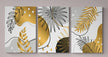 Set 3 Tablouri canvas - Abstract gold 2 - Cameradevis.ro