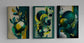 Set 3 Tablouri canvas - Abstract verde - galben - Cameradevis.ro
