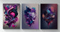 Set 3 Tablouri canvas - Abstract violet - Cameradevis.ro