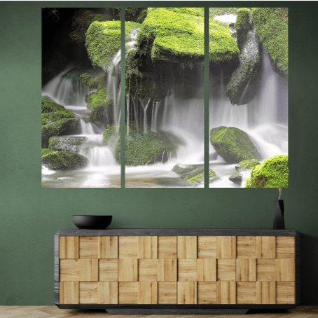 Set 3 Tablouri canvas tip puzzle - Cascada ierboasa - Cameradevis.ro