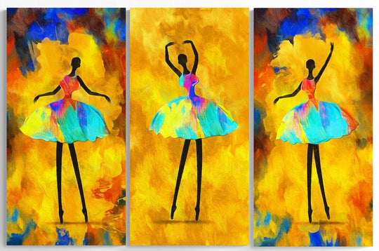 Set 3 Tablouri canvas - Trio balerina abstracta - Cameradevis.ro