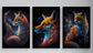 Set 3 Tablouri canvas - Vulpea in culori - Cameradevis.ro
