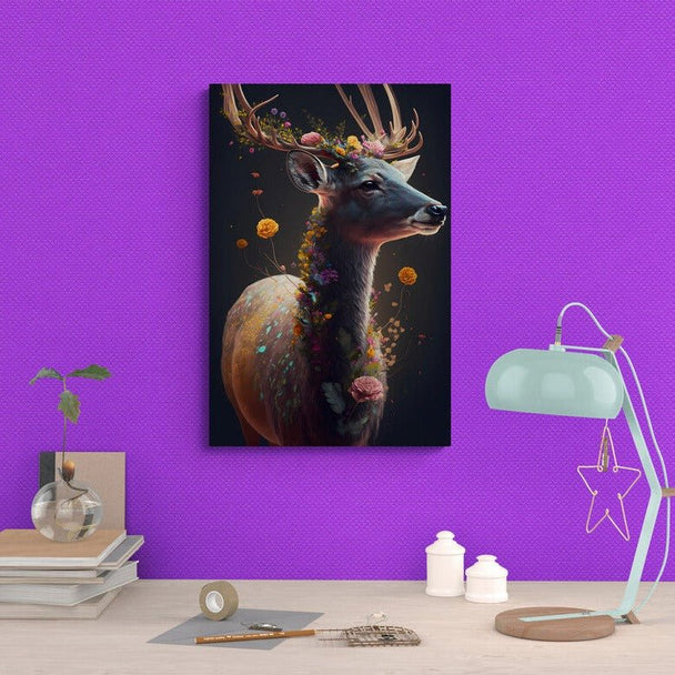 Tablou canvas - A deer with flowers - Cameradevis.ro