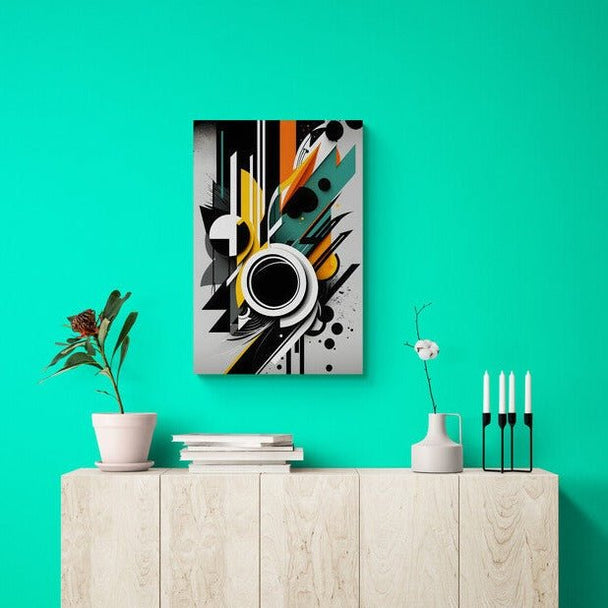 Tablou canvas - Abstract color cu alb - negru - Cameradevis.ro