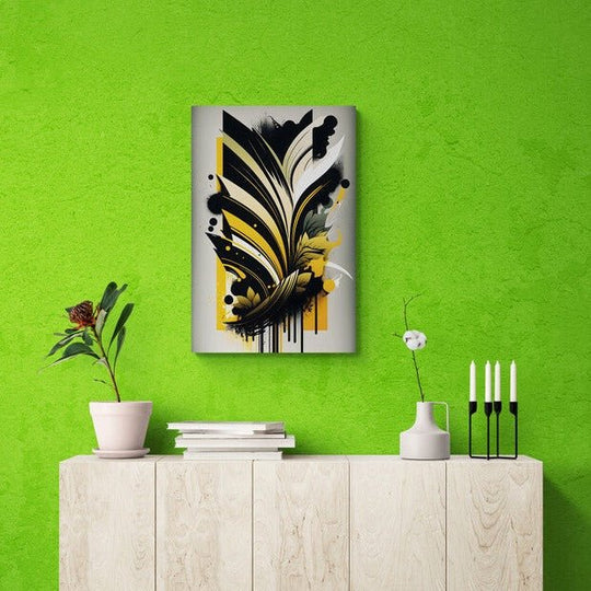 Tablou canvas - Abstract galben cu negru - Cameradevis.ro