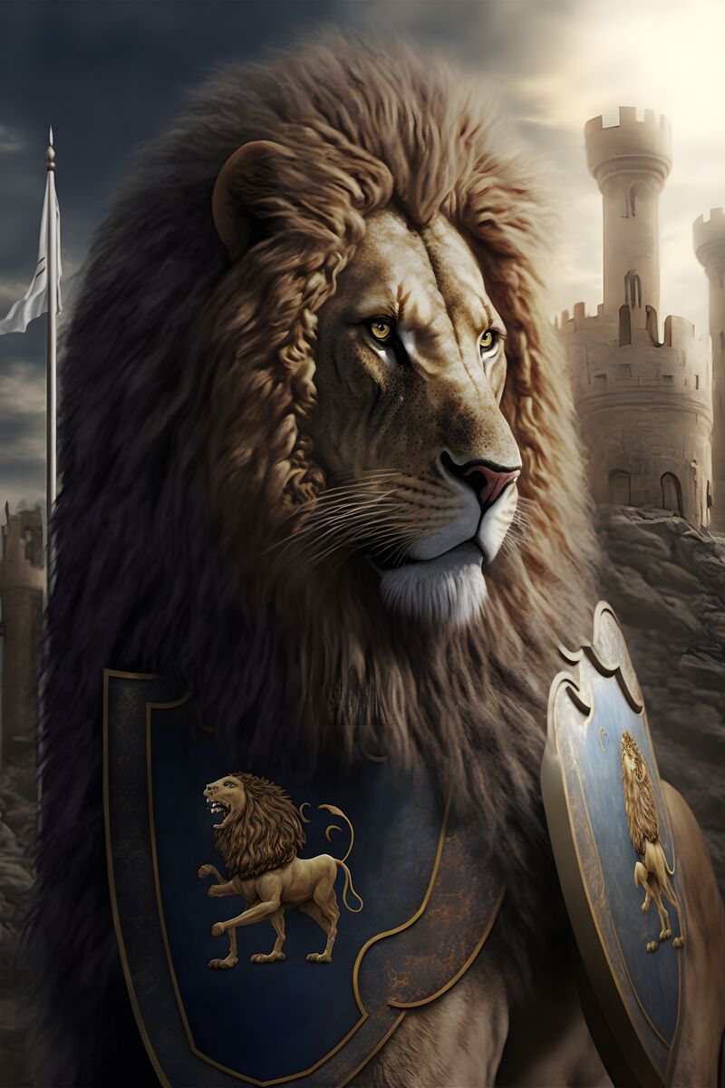 Tablou canvas - Armored lion - Cameradevis.ro