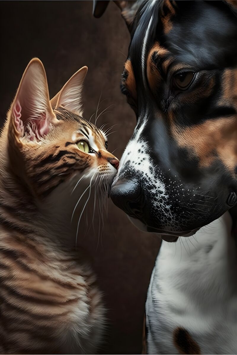 Tablou canvas - Cat kissing the dog - Cameradevis.ro