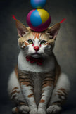 Tablou canvas - Cat with a ball on her head - Cameradevis.ro