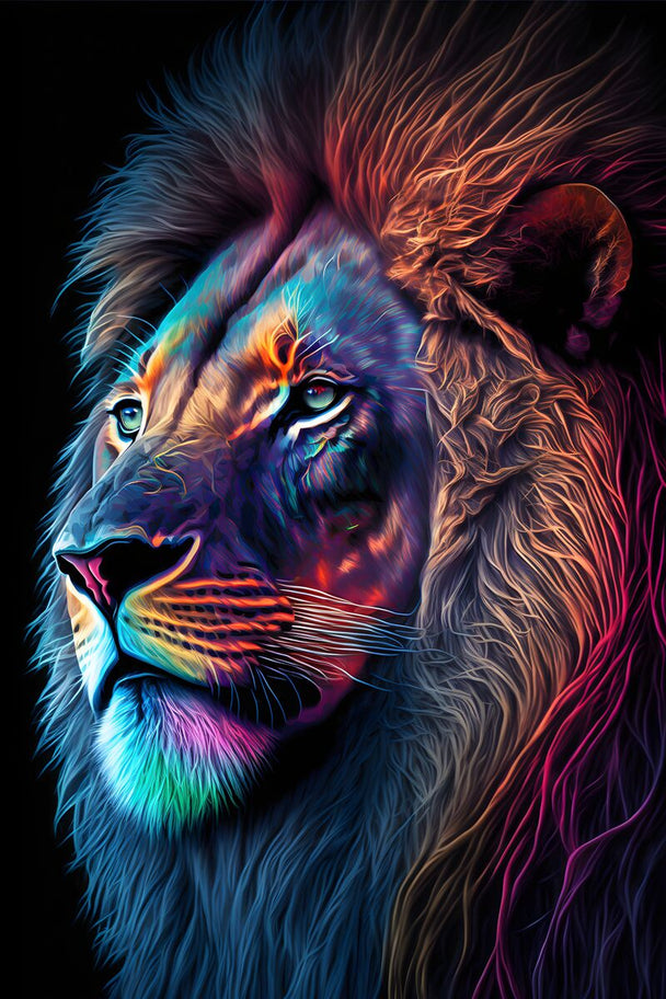 Tablou canvas - Colored lion - Cameradevis.ro