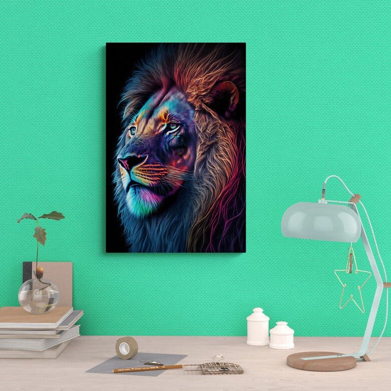 Tablou canvas - Colored lion - Cameradevis.ro