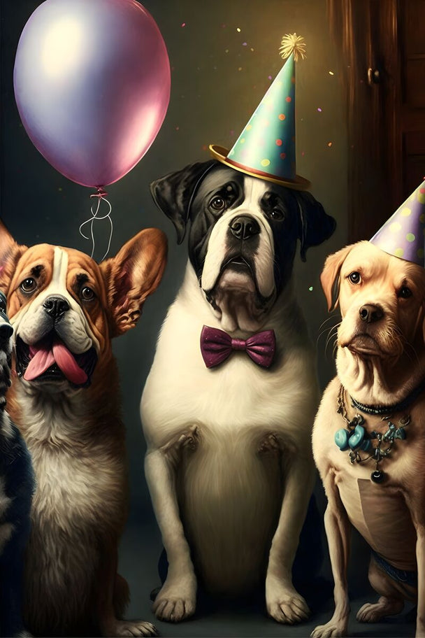 Tablou canvas - Dogs birthday party - Cameradevis.ro